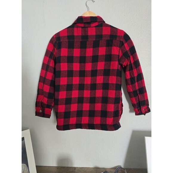 Tommy Bahama Flannel Shirt Jacket Quilted Lined Button Up Red Black L (10/12) - Picture 2 of 6